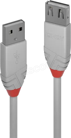 Photo de Rallonge USB 2.0 Lindy - 5m M/F (Gris)