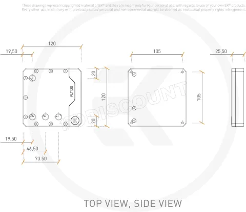 Photo de Réservoir Ekwb EK-Quantum Volume FLT 120 RGB (Transparent/Noir)