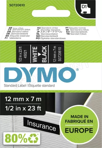 Photo de Ruban d'impression Dymo Durable D1 12mmX7m (Noir/Blanc)