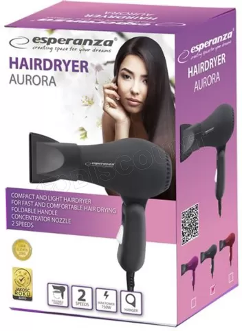 Photo de Sèche-Cheveux Esperanza Aurora EBH003K (Noir)