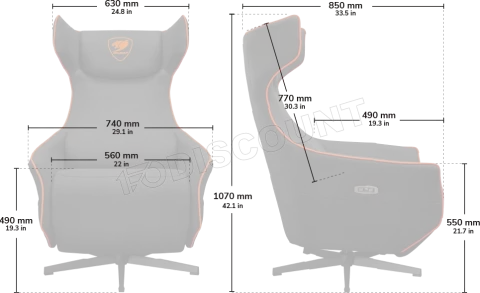 Photo de Sofa Cougar Magus (Noir/Orange)