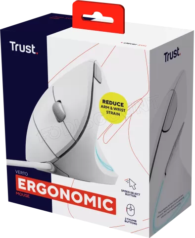 Photo de Souris filaire ergonomique Trust Verto (Blanc)