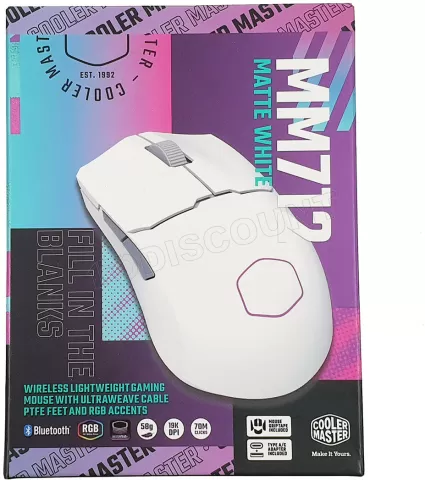 Photo de Souris filaire Gamer Cooler Master MasterMouse MM712 (Blanc)