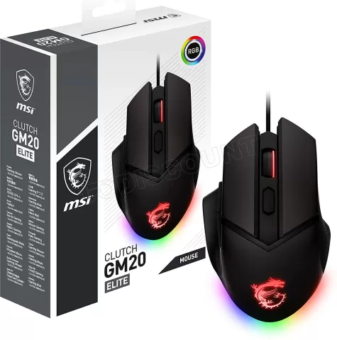 Photo de Souris filaire Gamer MSI Clutch GM20 Elite RGB (Noir)