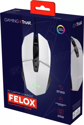 Photo de Souris Gamer filaire Trust GXT 109 Felox RGB (Blanc)