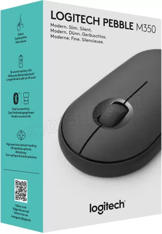 Photo de Souris sans fil Bluetooth Logitech Pebble M350 (Noir)