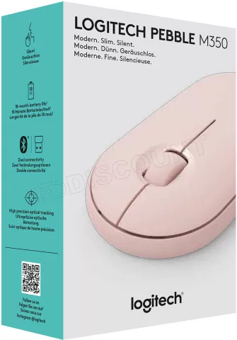 Photo de Souris sans fil Bluetooth Logitech Pebble M350 (Rose)