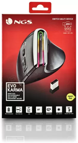 Photo de Souris sans fil Bluetooth NGS Evo Karma RGB (Noir/Argent)