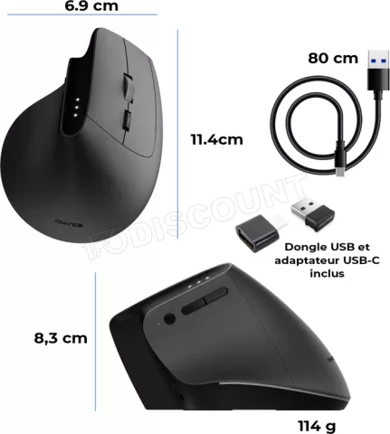Photo de Souris sans fil ergonomique Advance Vertical FX (Noir)