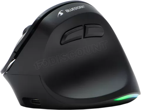 Photo de Souris sans fil ergonomique Bluestork Ergo Lumi pour droitier (Noir)