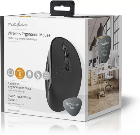 Photo de Souris sans fil ergonomique Nedis ERGOMSWS100BK (Noir)