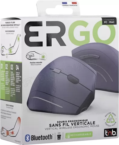 Photo de Souris sans fil ergonomique T'nB Ergo verticale pour droitier (Bleu)
