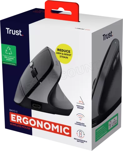 Photo de Souris sans fil ergonomique Trust Bayo II (Noir)