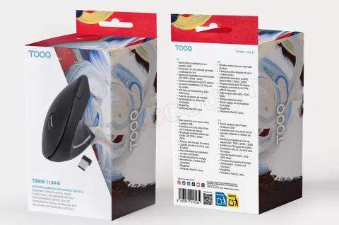 Photo de Souris sans fil ergonomique verticale Tooq TQMWG-1104-B (Noir)