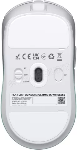 Photo de Souris sans fil Gamer Hator Quasar 3 Ultima 8K (Blanc/Vert)