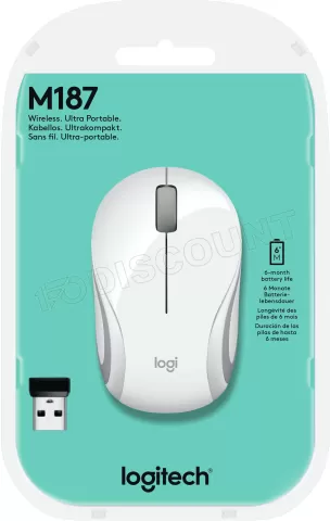 Photo de Souris sans fil Logitech Cordless Laser M187 (Blanc)