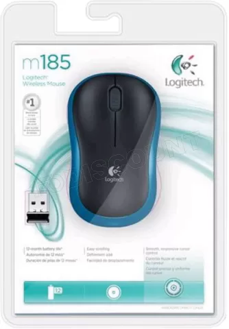 Photo de Souris sans fil Logitech M185 (Noir/Bleu)