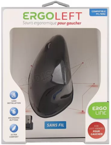 Photo de Souris sans fil T'nB Ergo verticale pour gaucher (Noir)