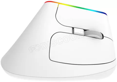 Photo de Souris sans fil verticale Delux M618C RGB pour droitier (Blanc)