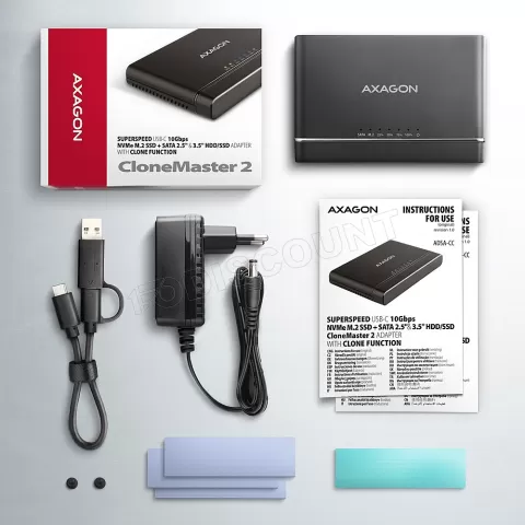 Photo de Station d'accueil Axagon ADSA-CC Clone Master 2 pour NVMe et S-ATA - USB 3.2