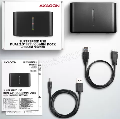 Photo de Station d'accueil Axagon ADSA-DC pour 2x S-ATA 2,5"/3,5" - USB 3.2