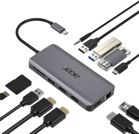 Photo de Station d'accueil portable USB-C 3.0 Acer 12en1 (Gris)