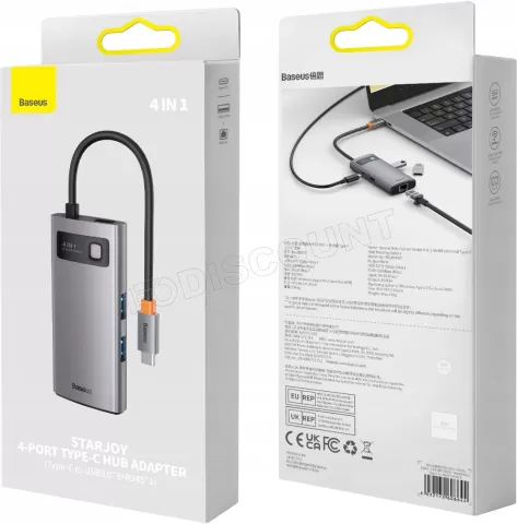 Photo de Station d'accueil portable USB-C 3.0 Baseus StarJoy 4en1 (Gris)