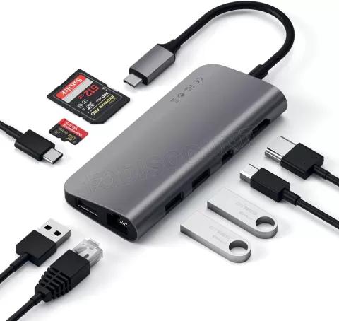 Photo de Station d'accueil portable USB-C 3.0 Satechi Aluminium Multmedia (Gris)