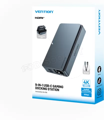 Photo de Station d'accueil portable USB-C Vention Gaming 9en1 (Gris)