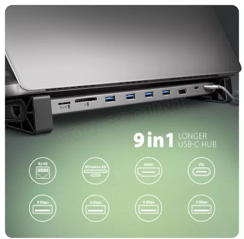 Photo de Station d'accueil USB-C 3.2 Axagon HMC-10HLS (Gris)