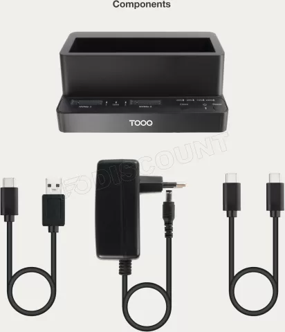 Photo de Station d'accueil USB-C 3.2 TooQ TQDS-502B pour x2 Nvme + x1 Sata (Noir)