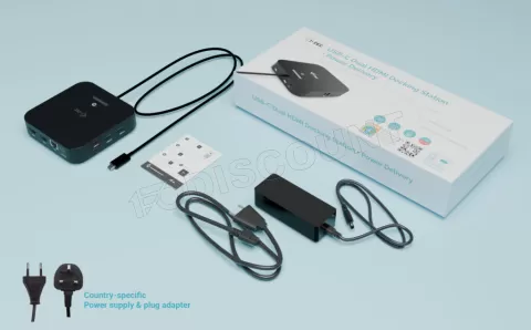 Photo de Station d'accueil USB-C I-Tec Dual Docking Station avec alimentation 100W (Noir)