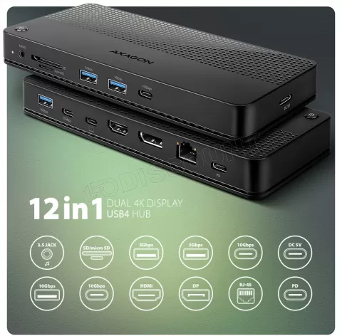 Photo de Station d'accueil USB4 Axagon HMC-U4 (Noir)