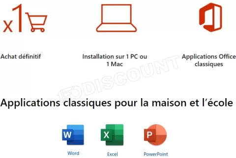 Photo de Suite Bureautique Microsoft Office Famille et Etudiant 2021 - 1 Licence (PKC - Carte d'activation)