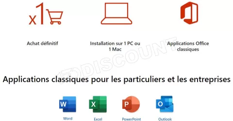 Photo de Suite Bureautique Microsoft Office Famille et Petite Entreprise 2021 - 1 Licence (PKC - Carte d'activation)