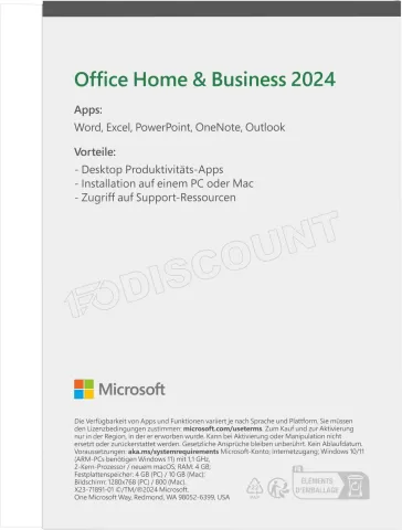 Photo de Suite Bureautique Microsoft Office Famille et Petite Entreprise 2024 - 1 Licence (PKC - Carte d'activation)