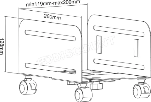 Photo de Support à roulettes Deltaco pour Boitiers ATX / Unités Centrales (Noir)
