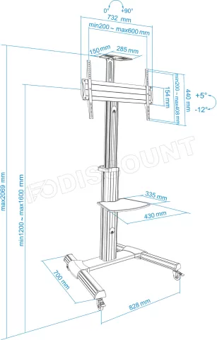 Photo de Support  à roulettes pour écrans TooQ FS1870M de 37" à 70" (50kg max)