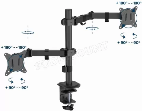 Photo de Support double-écran à fixer Gembird MA-D2-03 - 32" (9kg max) (Gris)