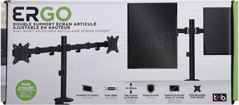 Photo de Support double-écran à fixer T'nB Ergo Fix Dual 17"-32" (9kg max) (Noir)