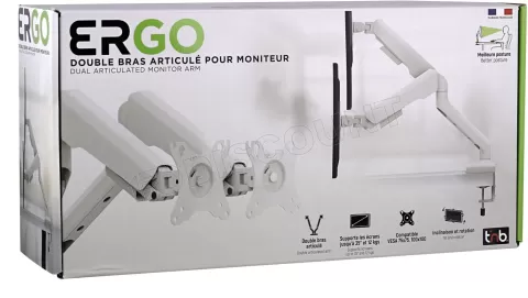 Photo de Support double-écran à fixer T'nB Ergo Flex Dual 17"-35" (12kg max) (Blanc)