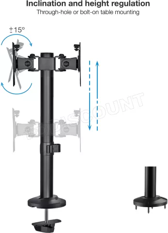 Photo de Support double-écran à fixer Tooq DB1132TN 32" (8kg max) (Noir)