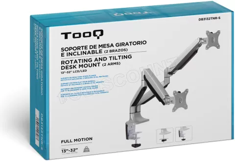 Photo de Support double-écran à fixer Tooq DB3132TNR 13"-32" (9kg max) (Argent)