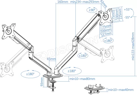 Photo de Support double-écran à fixer Tooq DB4132TNR 17"-32" (9kg max) (Blanc)