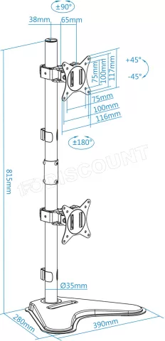 Photo de Support double-écran à poser Tooq DB1703TNV 17"-32 (9kg max) (Noir)