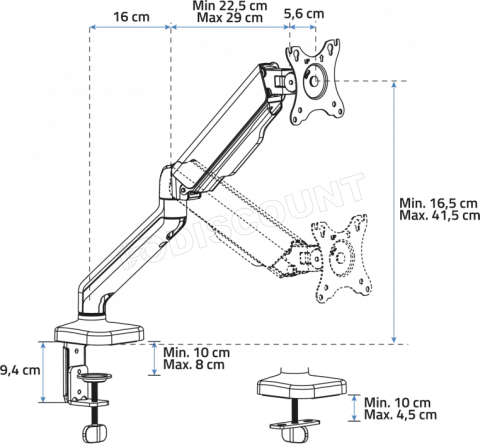 Photo de Support écran à fixer Advance MecaMounts 17"-32" (9kg max) (Noir)