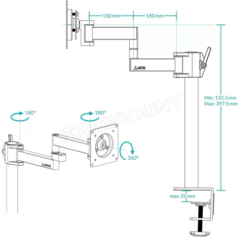 Photo de Support écran à fixer Arctic X1 49" (10kg max)