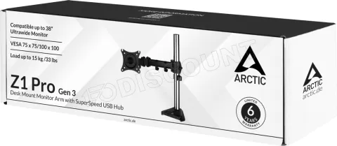 Photo de Support écran à fixer Arctic Z1 Pro (Gen 3) 38" (15kg max) avec hub USB (Noir)