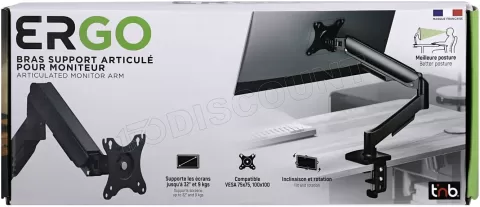 Photo de Support Ecran à fixer T'nB Ergo Meca 17"-32" (9kg max) (Noir)