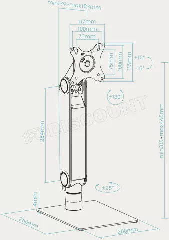 Photo de Support écran à fixer Tooq DB1741TN-B 17"-32" (8kg max) (Noir)